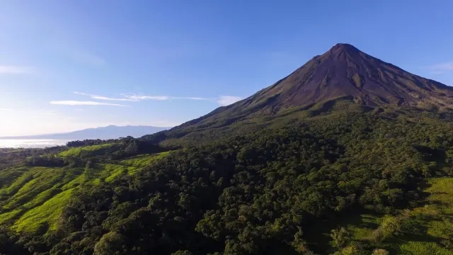 Arenal Volcano on a clear sunny day in Costa Rica