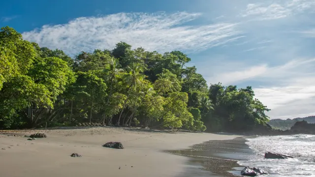 Hidden beach at the Manuel Antonio National Rainforest Shoreline